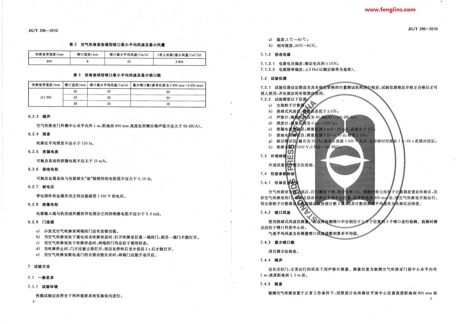 JG∕T 296-2010空氣吹淋室標(biāo)準(zhǔn)（風(fēng)淋室行業(yè)規(guī)范）